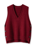 New Retro V-neck Knitted Vest Solid Color Casual Sweater Vest