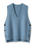 New Retro V-neck Knitted Vest Solid Color Casual Sweater Vest