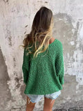 New Chunky Flower Knitted V-Neck Lazy Long Sleeve Sweater