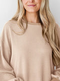 New textured small pit stripe loose long-sleeved T-shirt top fashionable casual sweatshirt