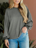 New textured small pit stripe loose long-sleeved T-shirt top fashionable casual sweatshirt