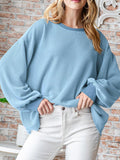 New textured small pit stripe loose long-sleeved T-shirt top fashionable casual sweatshirt