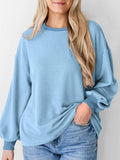 New textured small pit stripe loose long-sleeved T-shirt top fashionable casual sweatshirt