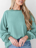 New textured small pit stripe loose long-sleeved T-shirt top fashionable casual sweatshirt