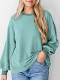 New textured small pit stripe loose long-sleeved T-shirt top fashionable casual sweatshirt