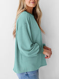 New textured small pit stripe loose long-sleeved T-shirt top fashionable casual sweatshirt