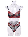 Contrast color lace bra sexy lingerie set