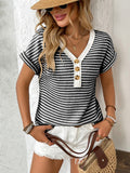 New arrival ladies' knitted V-neck button-down short sleeves