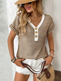 New arrival ladies' knitted V-neck button-down short sleeves