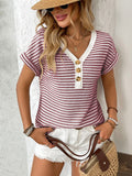 New arrival ladies' knitted V-neck button-down short sleeves