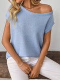 Women's knitted Y2K pullover solid color top