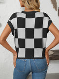 Colorblock Crewneck Checkerboard Sweater