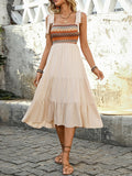 New style suspender skirt A-line stitching ethnic style dress