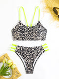 Leopard print two piece sexy swimsuit