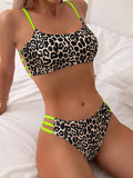 Leopard print two piece sexy swimsuit
