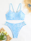 Leopard print two piece sexy swimsuit