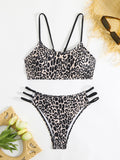 Leopard print two piece sexy swimsuit