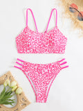 Leopard print two piece sexy swimsuit
