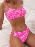 Leopard print two piece sexy swimsuit