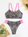 Leopard print two piece sexy swimsuit