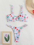 New style printed two-piece ladies sexy suspender halter bikini