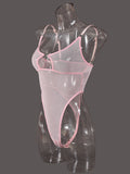 Mesh see-through chest iron ring hollow design jumpsuit
