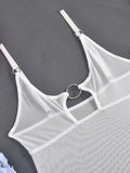 Mesh see-through chest iron ring hollow design jumpsuit