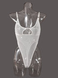 Mesh see-through chest iron ring hollow design jumpsuit