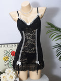 Sexy lace pajamas lace sexy suit nightdress bow series suit