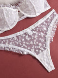 Sexy lace underwear ultra-thin perspective heart-shaped flocking sexy underwear set