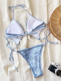 New one-piece printed strappy sexy bikini