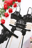 Wholesale Lace Cutout Lingerie Set with Chains
