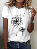 Women's T-shirt Printed Short Sleeve Basic Round Neck Regular Fit