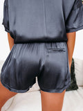 Women's satin pajamas home service short-sleeved shorts irregular two-piece set