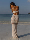 Solid Color Sexy Knitted Hollow Bikini Swimsuit Cover-up Sun Protection Wear Beach Suit