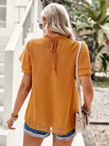 Women's new jacquard temperament commuter short-sleeved shirt top