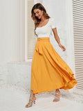Women's solid color fashionable solid color artistic lace-up skirt