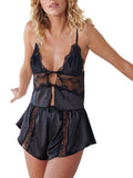Women's New Sling Lace Pajamas Sexy Hollow Shorts Two-piece Home Clothes Set
