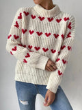 Women's fashion new loose love jacquard pullover sweater