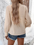 New style women's casual solid color ruffled jacquard long-sleeved shirt