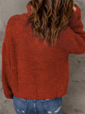Women's zippered loose turtleneck long sleeve pullover sweater