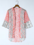 New plant floral print chiffon shirt casual buttonless cardigan top