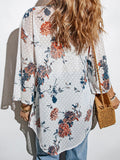 New plant floral print chiffon shirt casual buttonless cardigan top