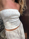 Fashionable and sexy retro tube top short sleeveless floral polka dot bottoming vest